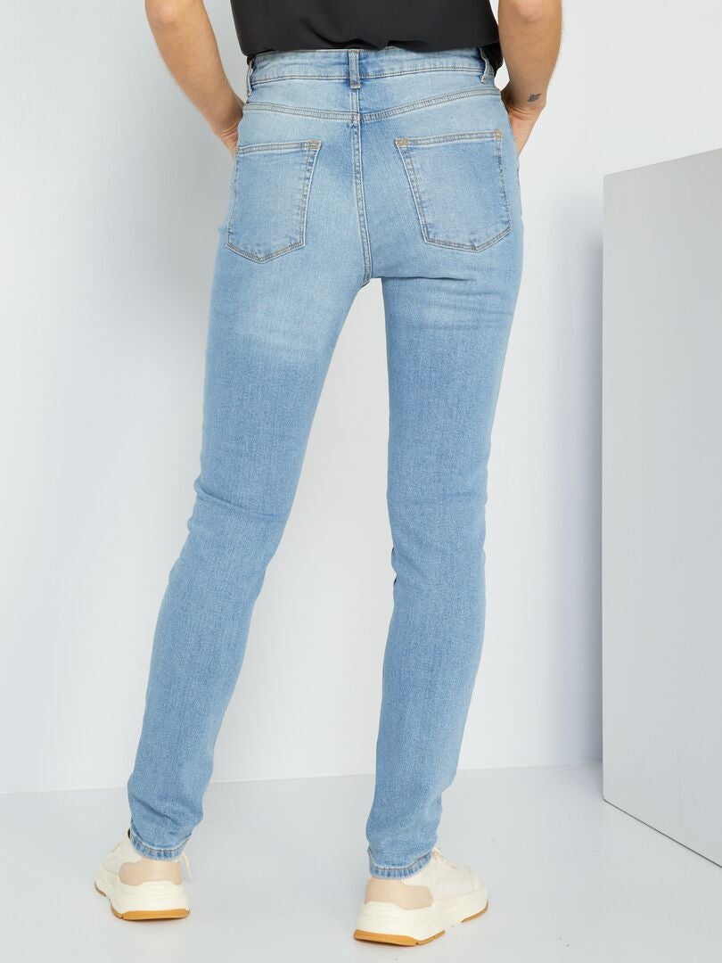 Slim-fit denim jeans met hoge taille BLAUW - Kiabi
