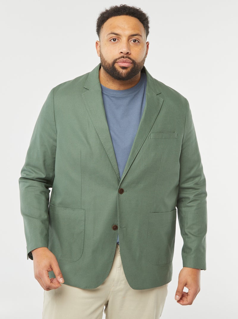 Slim-fit effen colbert GROEN - Kiabi