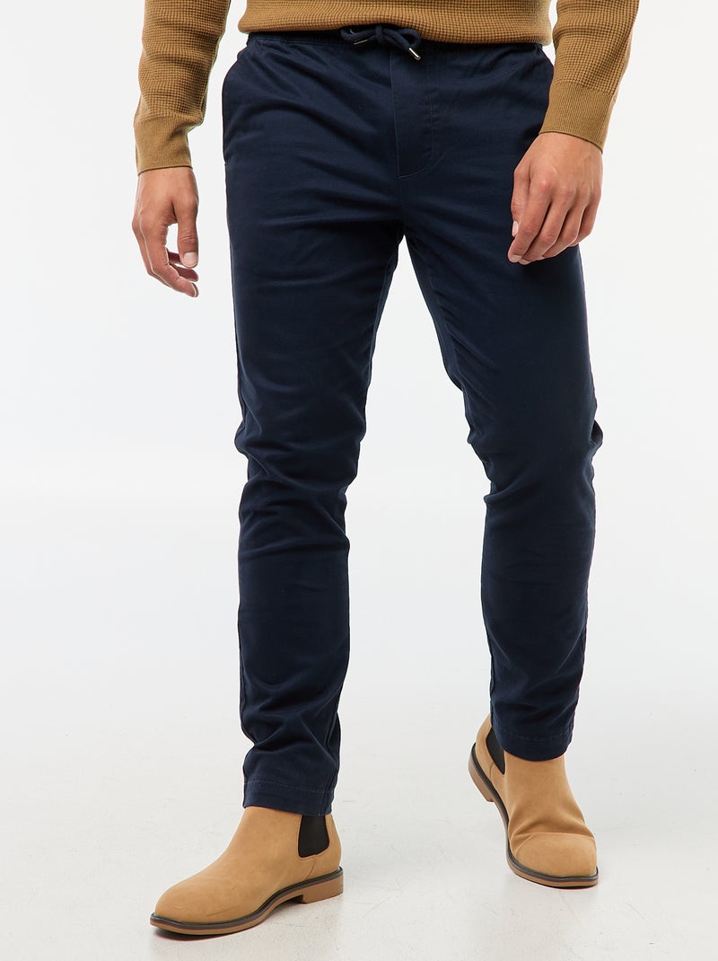 Slim-fit effen joggingbroek Blauw - Kiabi
