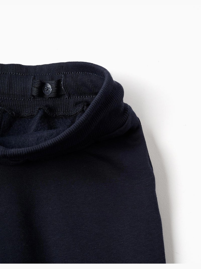 Slim fit geborstelde joggers met print Donkerblauw - Kiabi