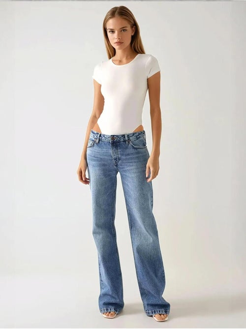 Slim fit gebreid bodysuit met ronde hals hiccup - Kiabi