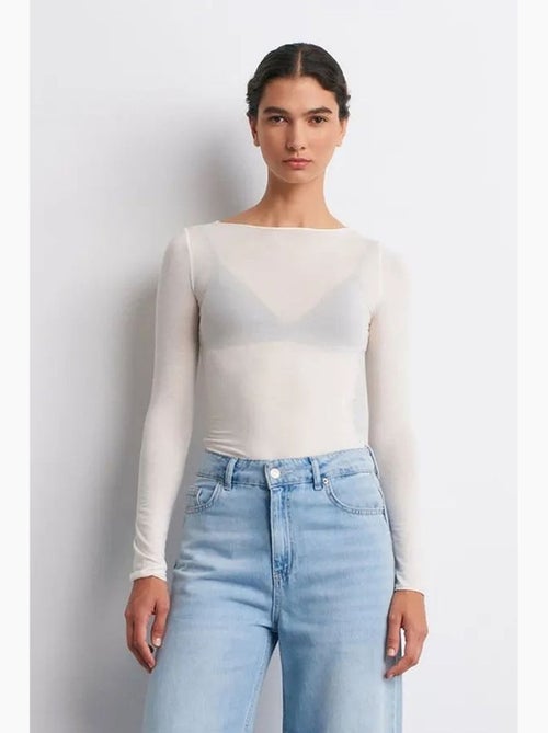 Slim-fit gebreide blouse met boothals en lange mouwen dilvin - Kiabi