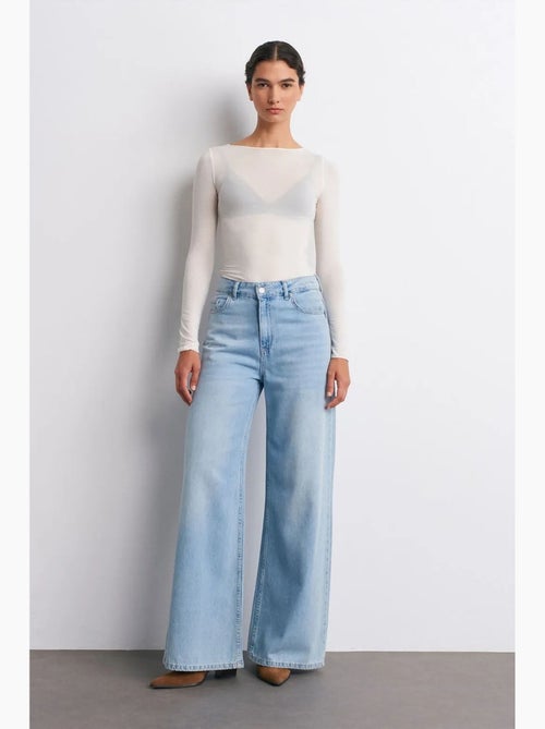 Slim-fit gebreide blouse met boothals en lange mouwen dilvin - Kiabi