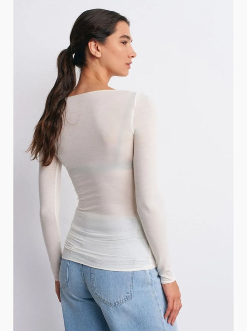 Slim-fit gebreide blouse met boothals en lange mouwen dilvin - Kiabi