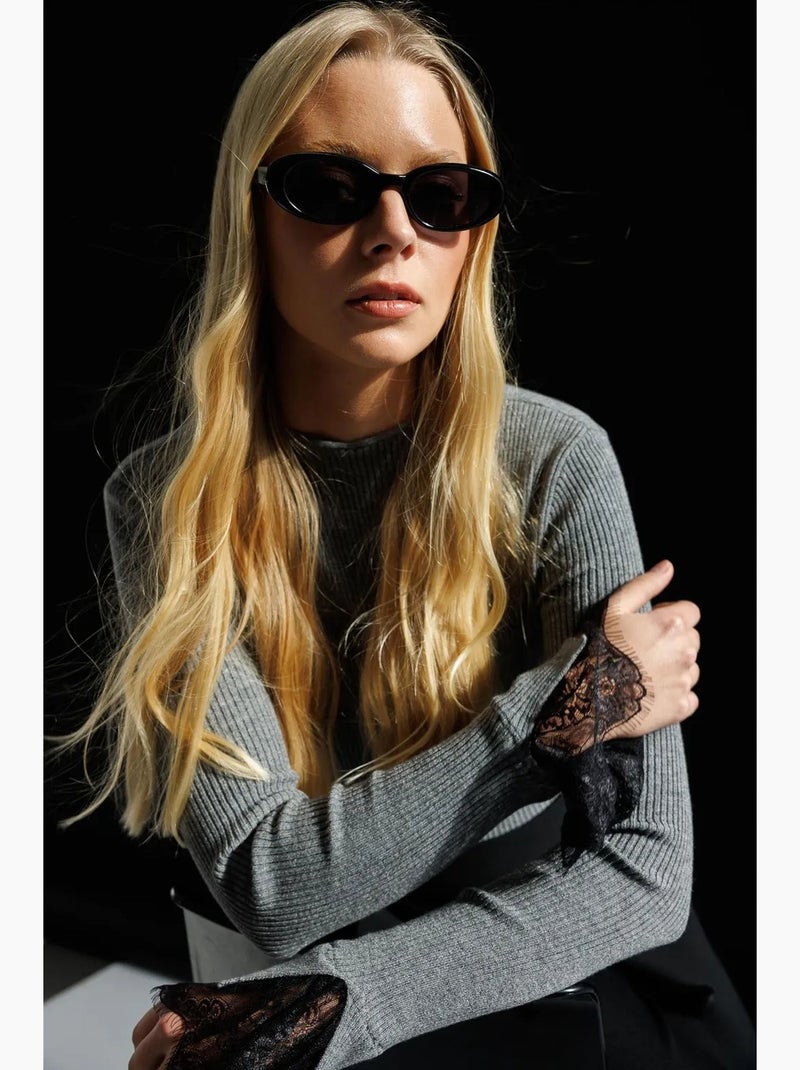 Slim fit geribde gebreide trui met ronde hals mixray Donkergrijs - Kiabi