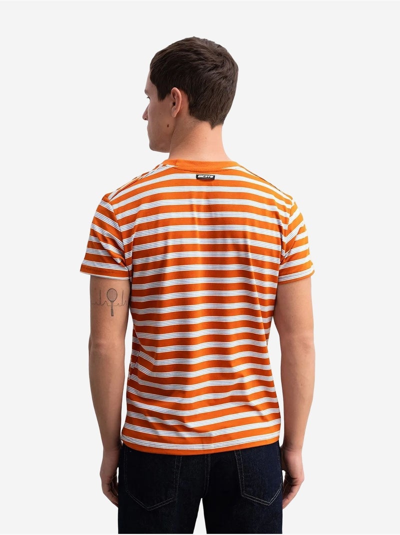 Slim-fit gestreept t-shirt met ronde hals giesto Oranje - Kiabi