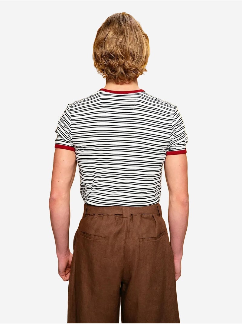 Slim fit gestreept t-shirt met ronde hals giesto Wit - Kiabi