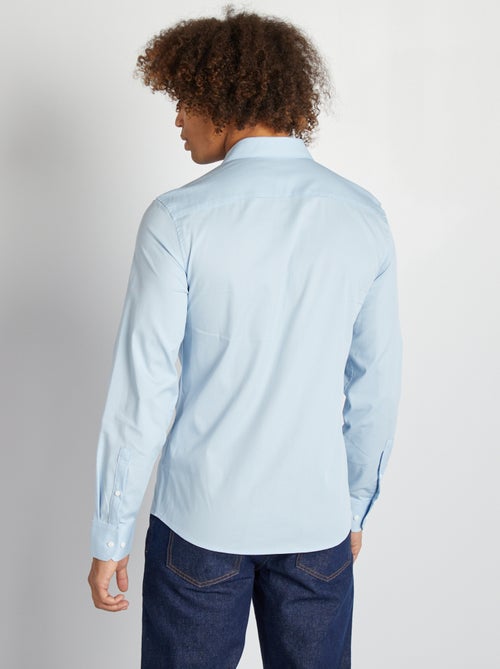 Slim-fit hemd met Italiaanse kraag - Kiabi