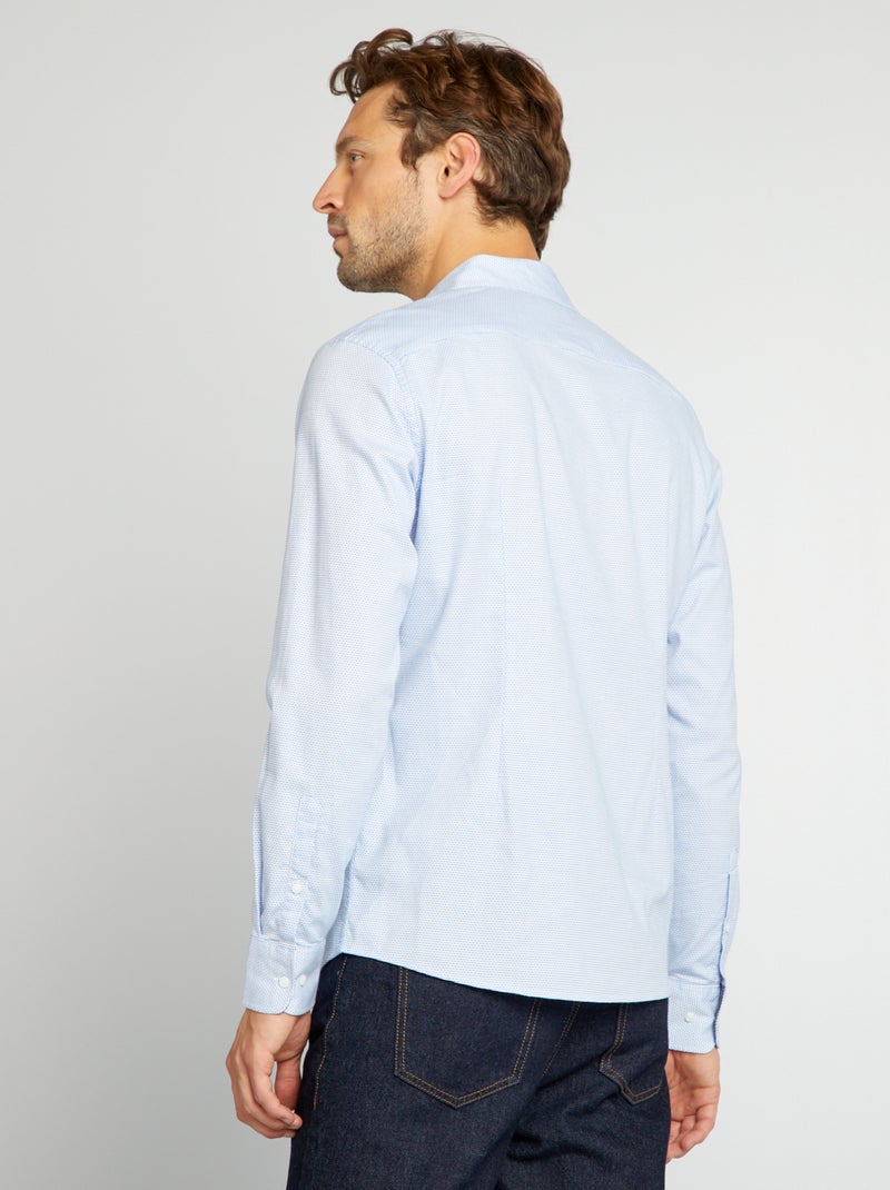 Slim-fit hemd van dobbykatoen WIT - Kiabi