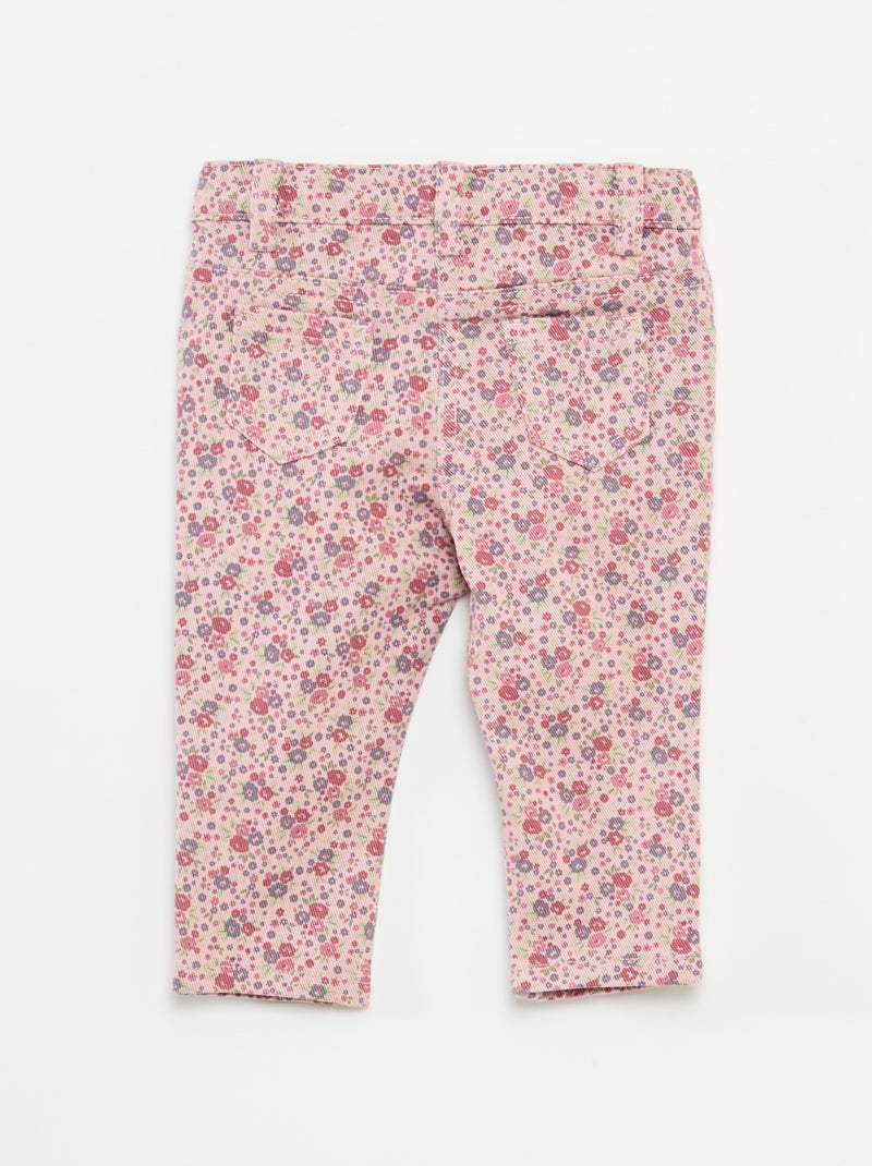 Slim-fit jeans met bloemmotiefje Paars - Kiabi