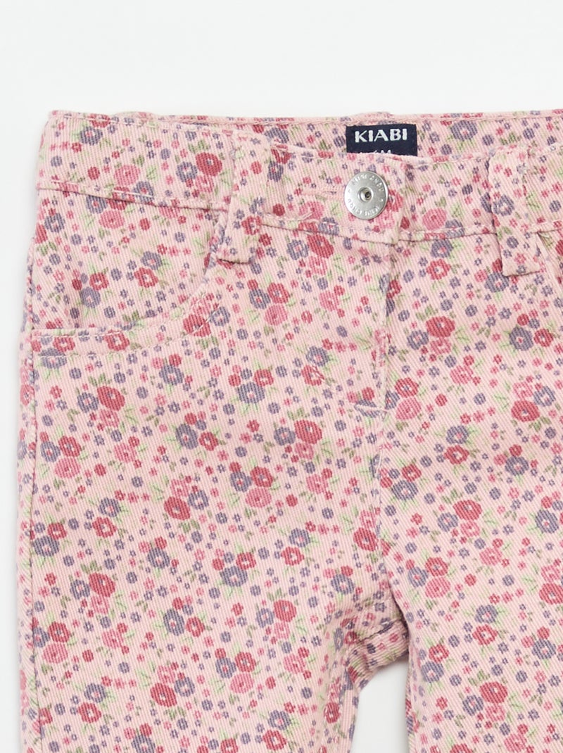 Slim-fit jeans met bloemmotiefje Paars - Kiabi