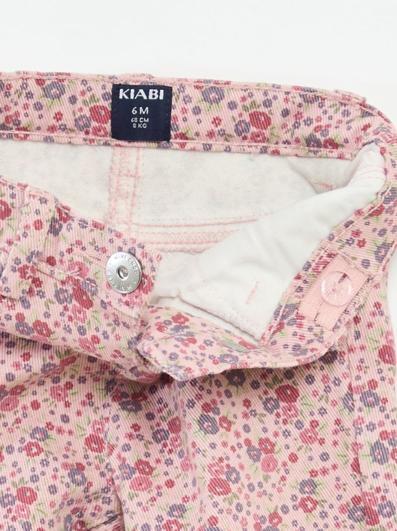 Slim-fit jeans met bloemmotiefje Paars - Kiabi