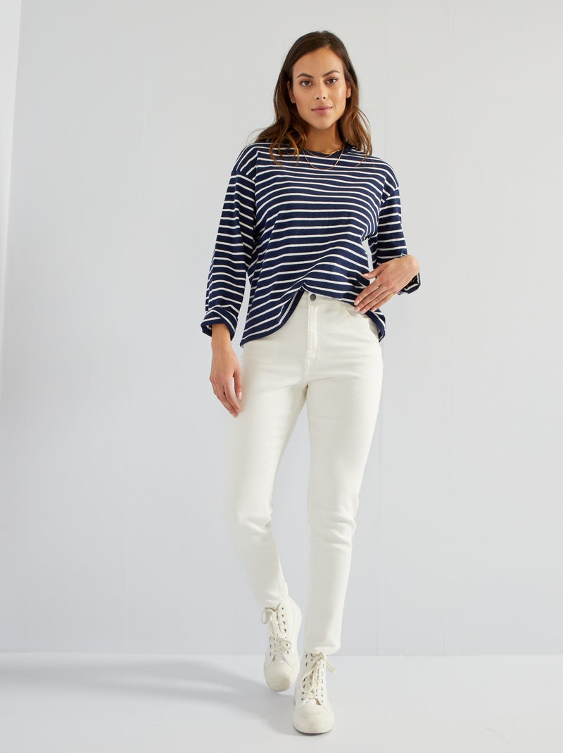 Slim-fit jeans met hoge taille - 28L WIT - Kiabi