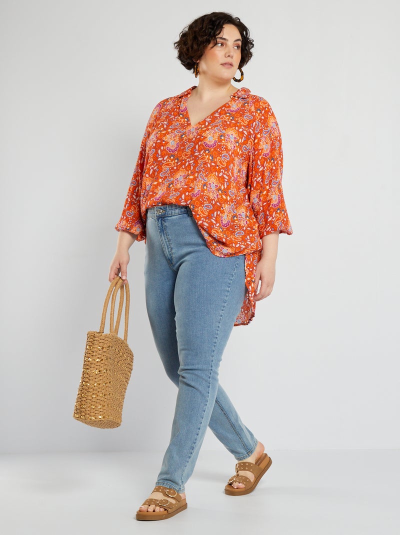 Slim-fit jeans met hoge taille - L28 BLAUW - Kiabi