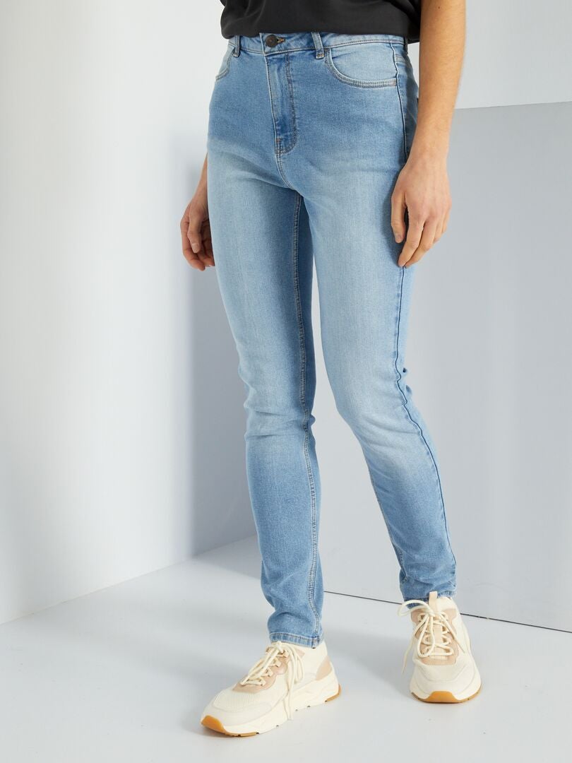 Slim-fit jeans met hoge taille - L28 BLAUW - Kiabi