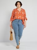 Slim-fit jeans met hoge taille - L32 BLAUW - Kiabi