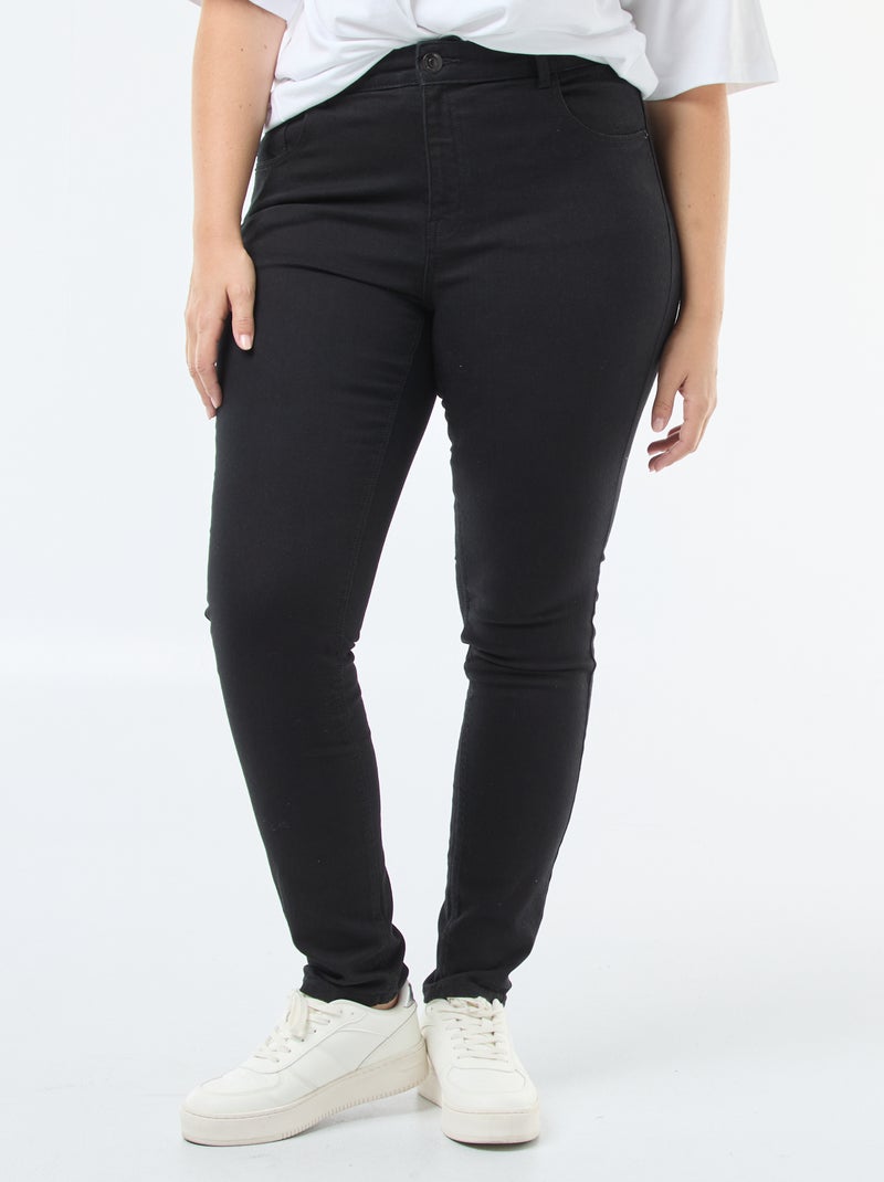 Slim-fit jeans met hoge taille - L32 ZWART - Kiabi