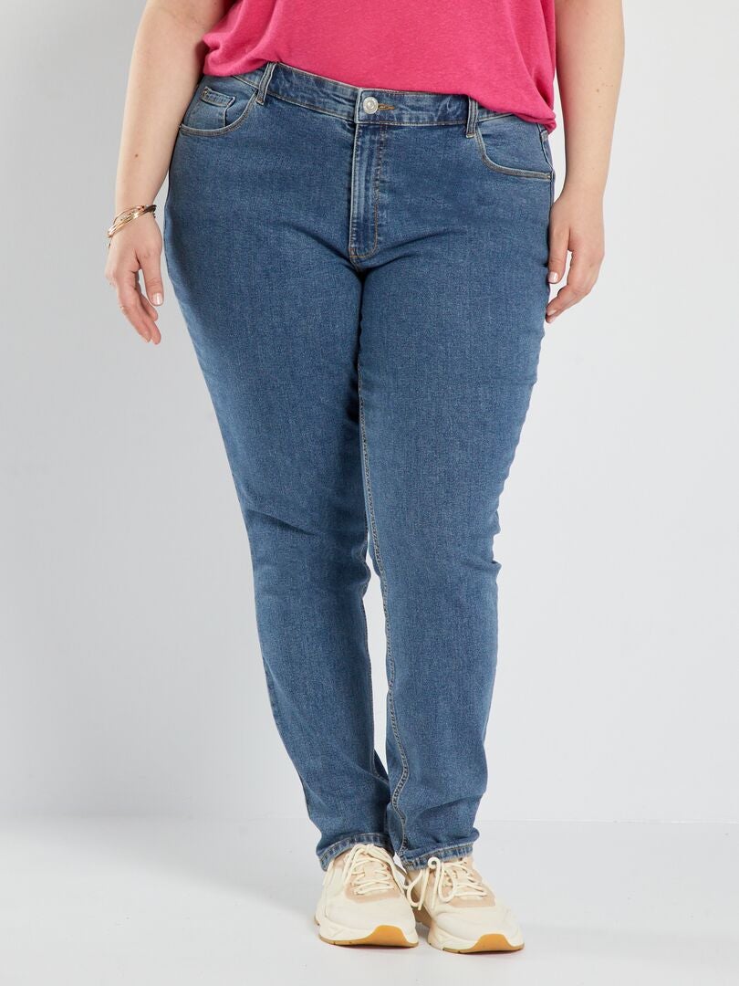 Slim-fit jeans met hoge taille - L34 BLAUW - Kiabi