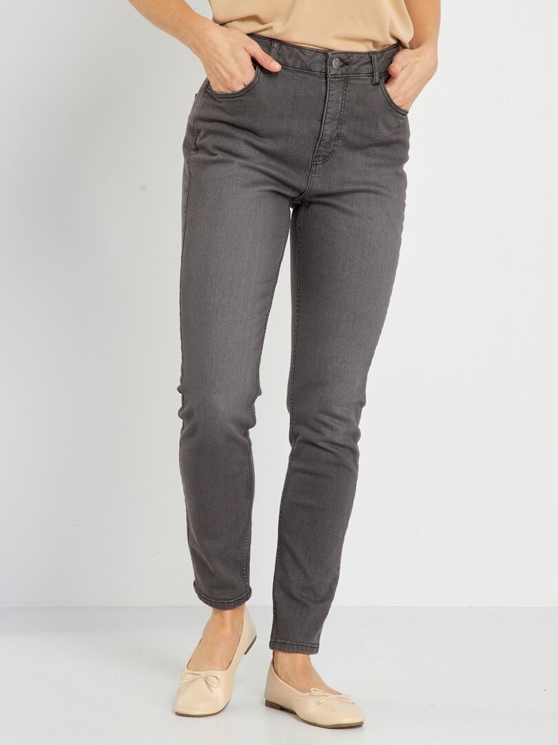 Slim-fit jeans met hoge taille - L34 GRIJS - Kiabi