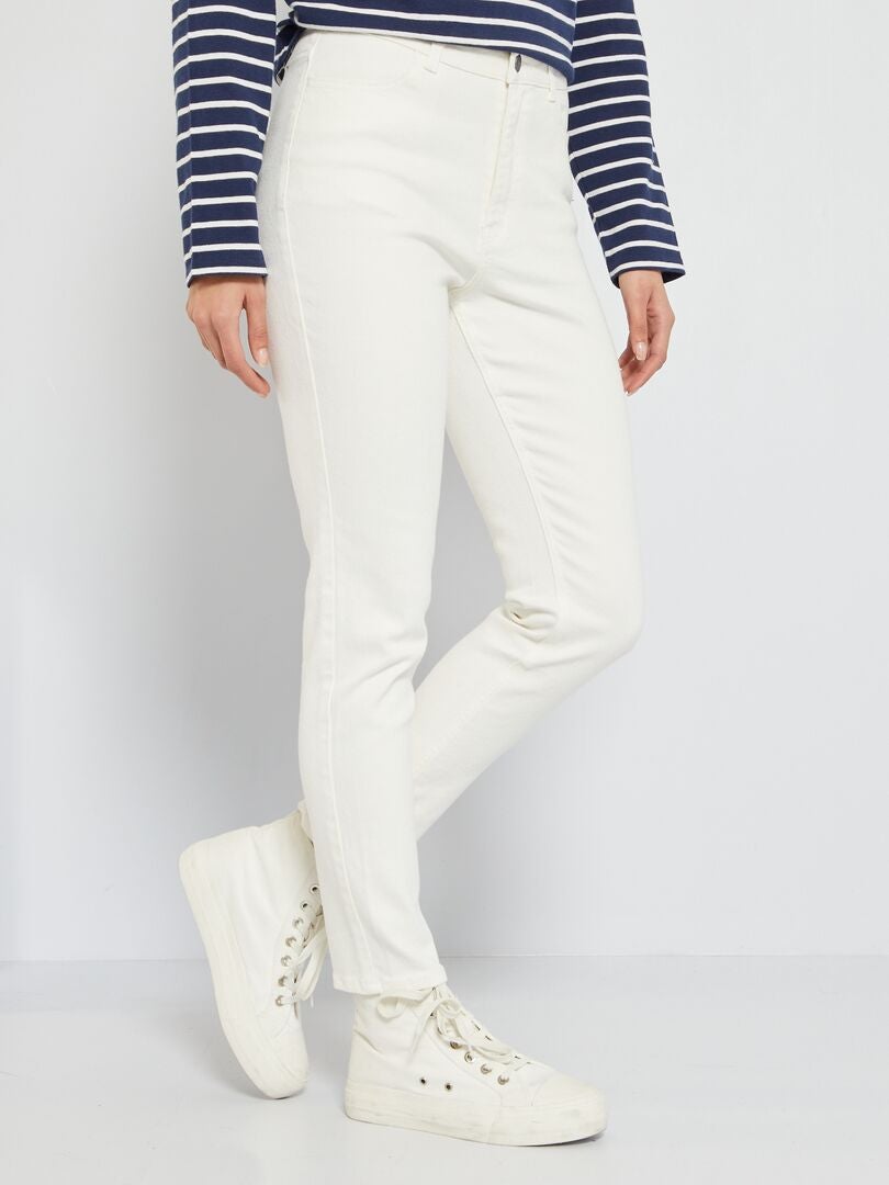 Slim-fit jeans met hoge taille - L34 WIT - Kiabi