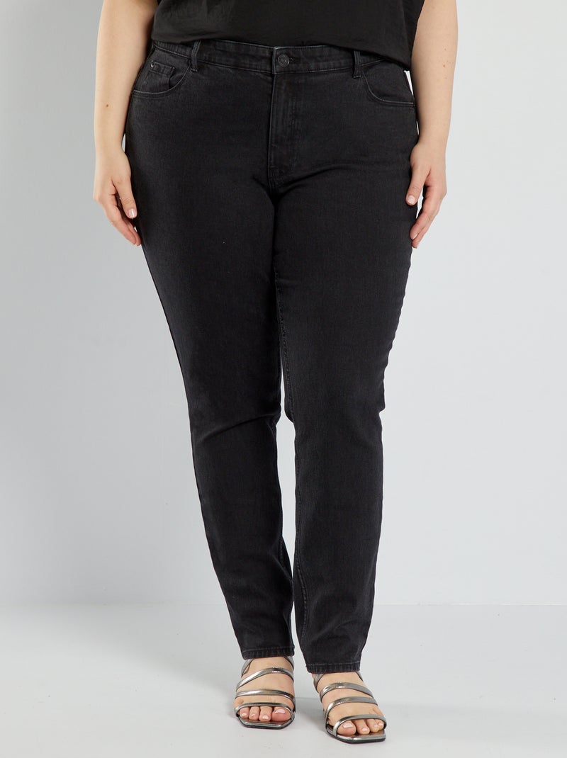 Slim-fit jeans met hoge taille - L34 ZWART - Kiabi