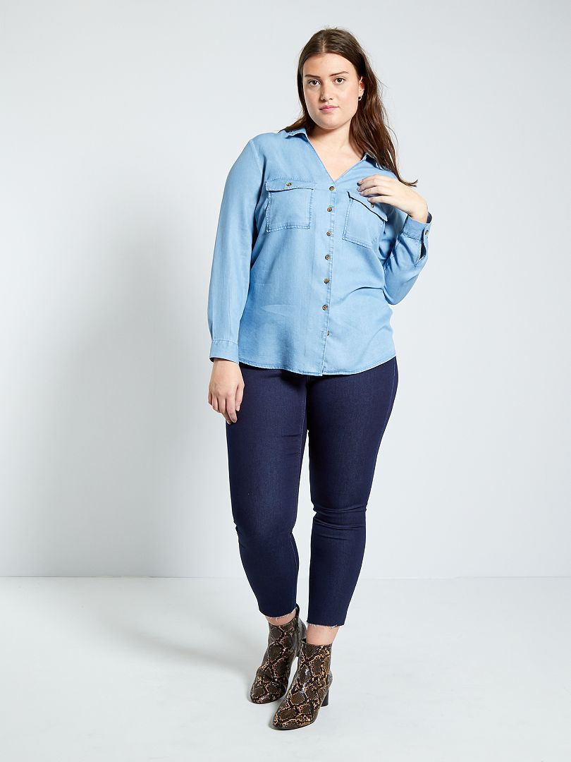 Slim-fit jeans met hoge taille BLAUW - Kiabi