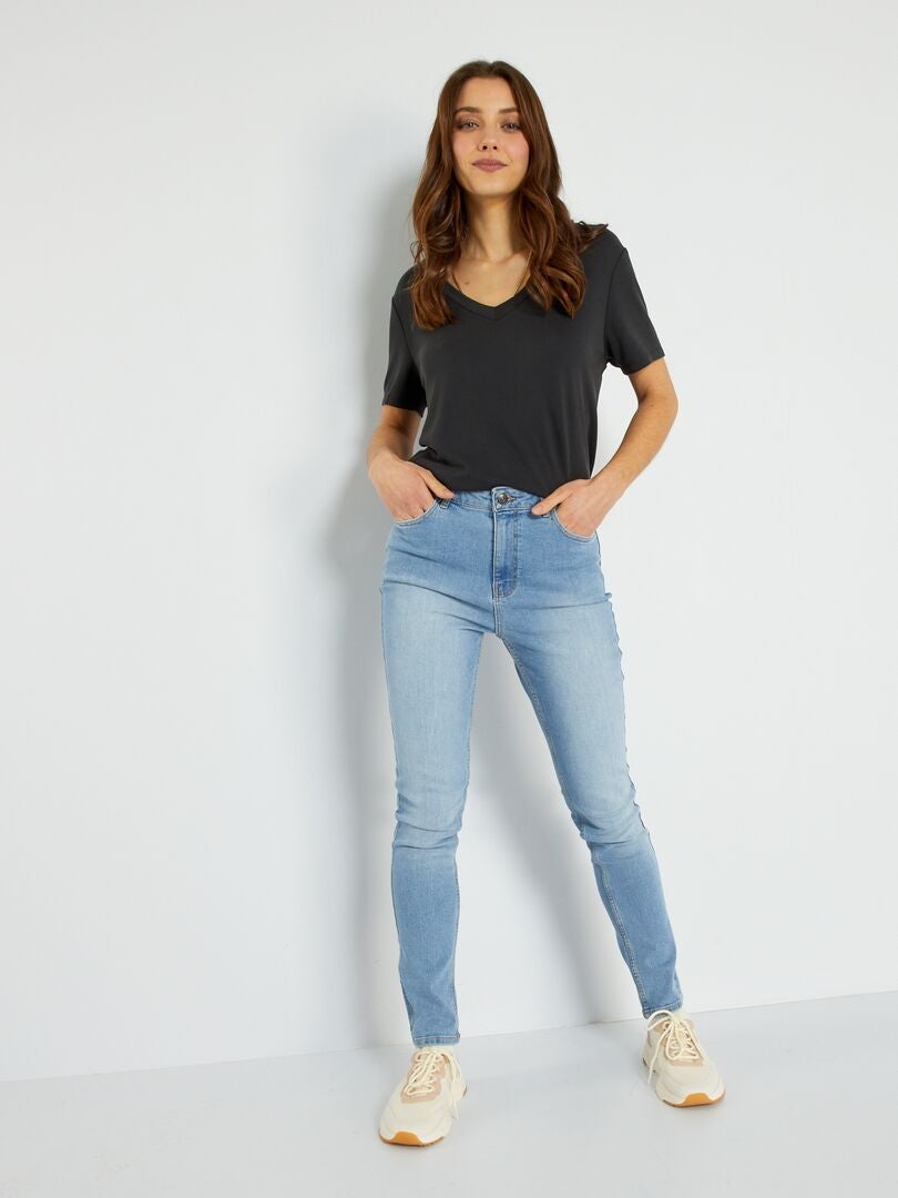 Slim-fit jeans met hoge taille L32 BLAUW - Kiabi