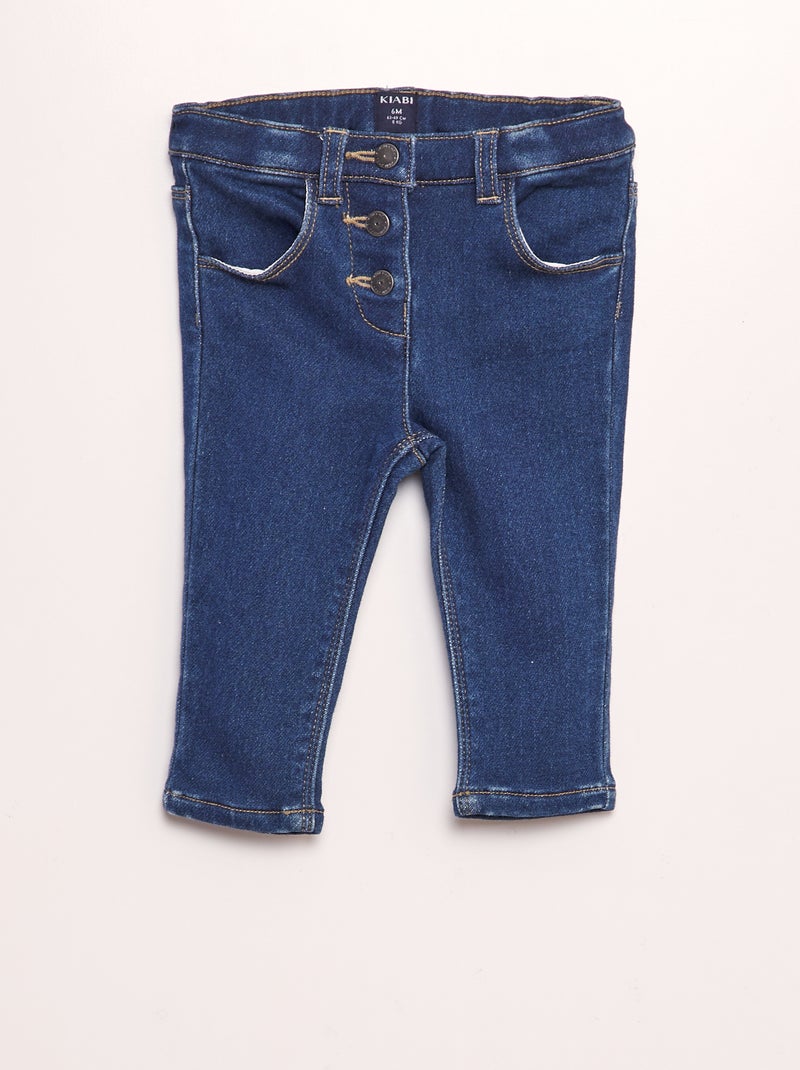 Slim-fit jeans met verstelbare taille BLAUW - Kiabi