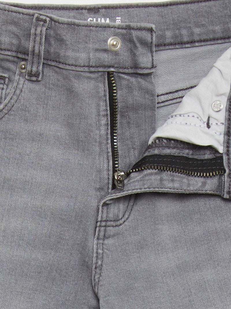 Slim-fit jeans met verstelbare taille GRIJS - Kiabi