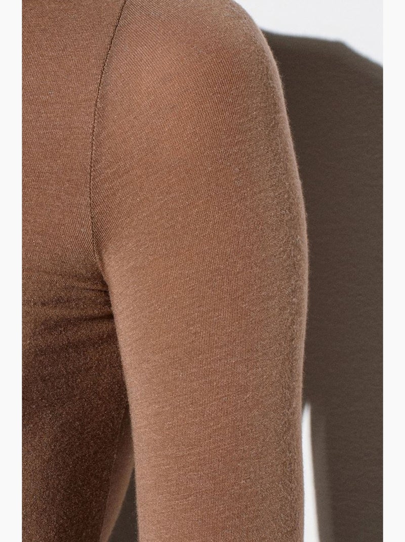 Slim fit jersey blouse met col dilvin Taupe - Kiabi