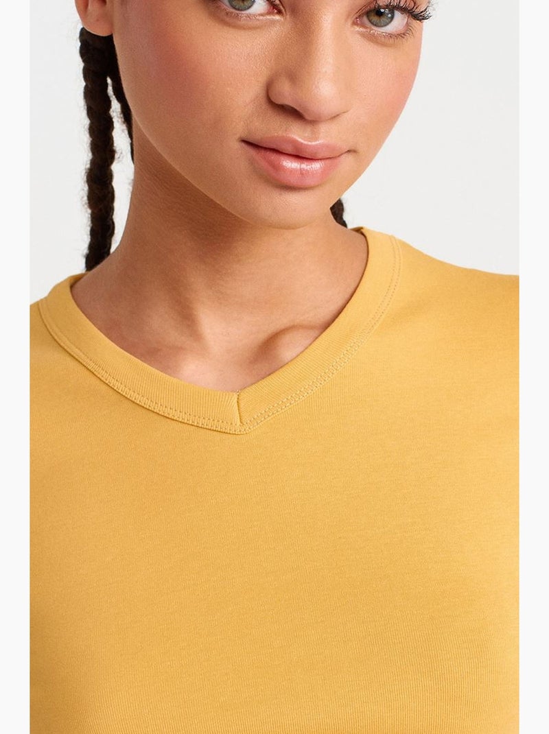 Slim fit katoenen t-shirt met v-hals dilvin Amber - Kiabi