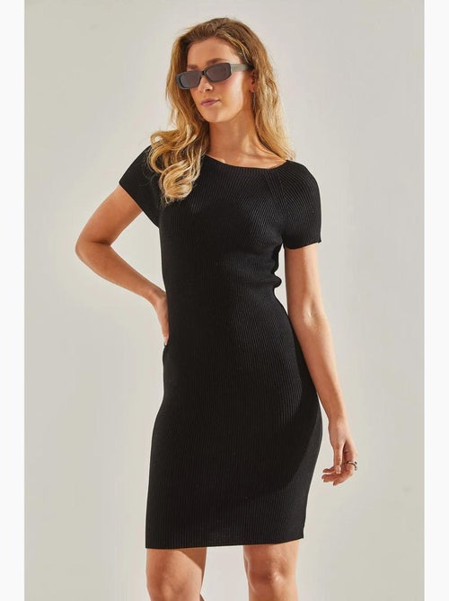 Slim fit midi-jurk met ronde hals lucci - Kiabi
