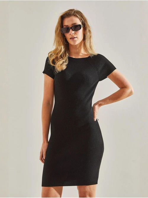 Slim fit midi-jurk met ronde hals lucci - Kiabi
