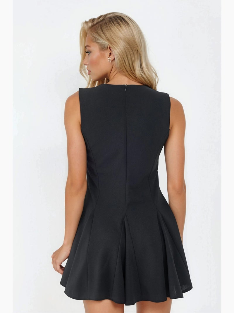 Slim fit mini-jurk met ronde hals hiccup Zwart - Kiabi
