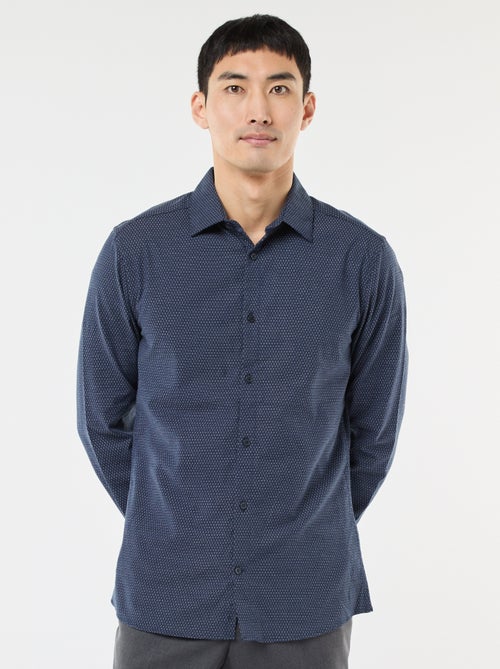 Slim-fit overhemd van dobbykatoen - Kiabi