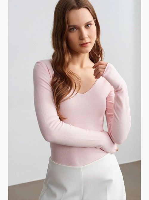 Slim fit ribgebreide trui met v-hals dilvin - Kiabi