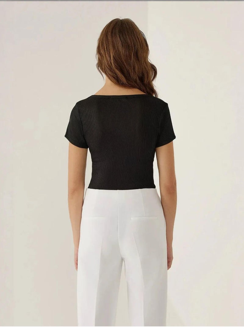Slim fit ronde hals bodysuit hiccup Zwart - Kiabi