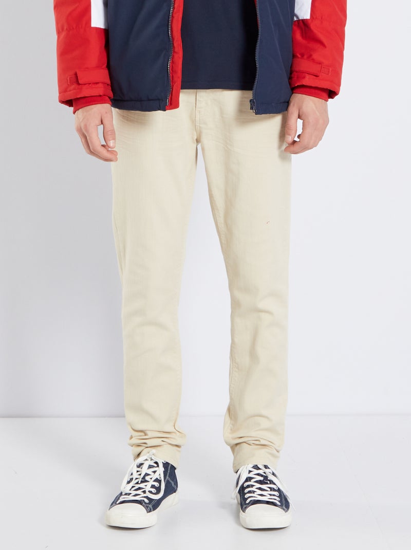 Slim-fit stretchjeans beige - Kiabi