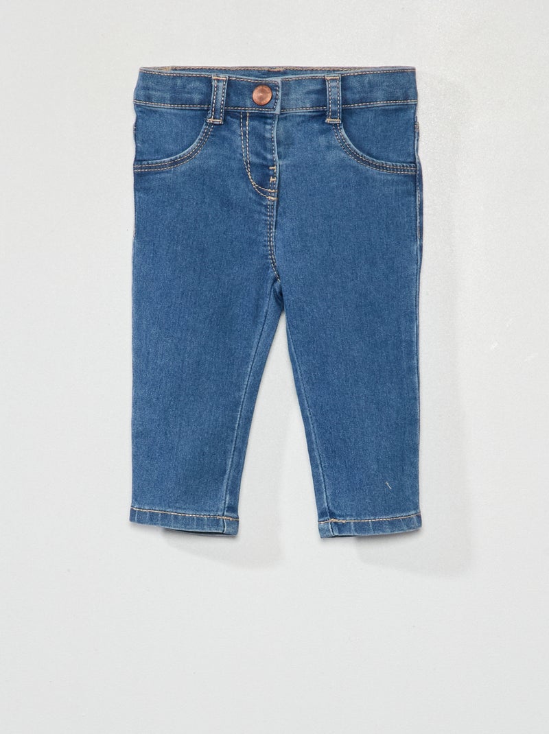 Slim-fit stretchjeans met verstelbare taille BLAUW - Kiabi