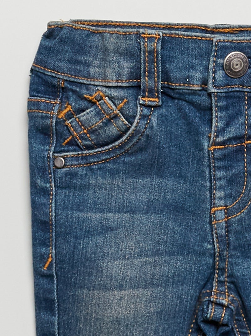 Slim-fit stretchjeans met verstelbare taille BLAUW - Kiabi