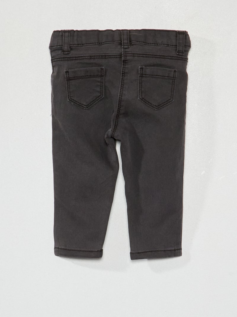 Slim-fit stretchjeans met verstelbare taille ZWART - Kiabi