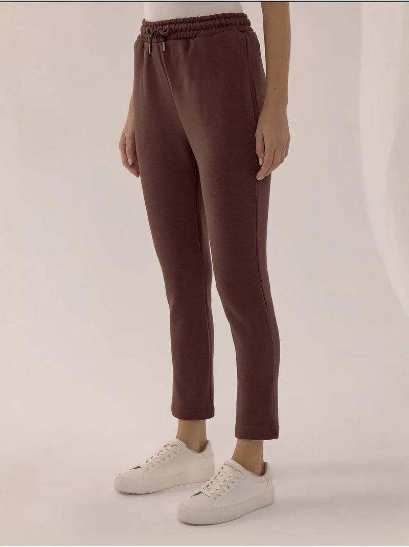Slim fit sweatpants met koord hiccup Bruin - Kiabi