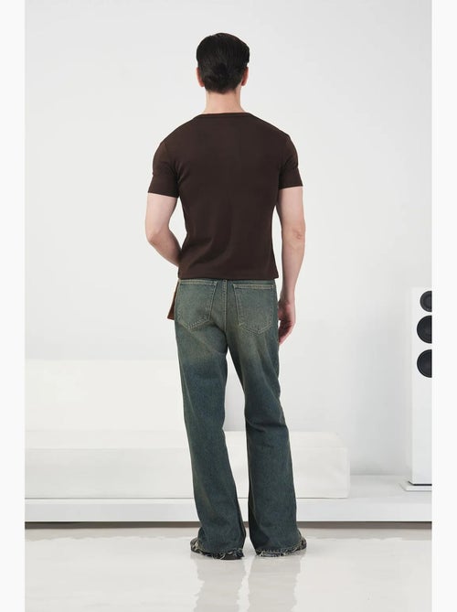 Slim fit t-shirt met ronde hals en knoopdetails van katoen giesto - Kiabi Slim fit t-shirt met ronde hals en knoopdetails van katoen giesto - Kiabi