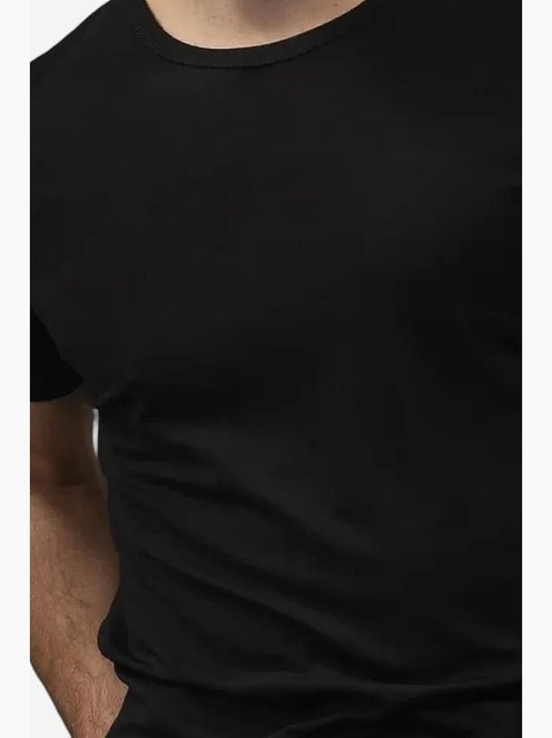 Slim-fit t-shirt van katoen met ronde hals giesto Zwart - Kiabi
