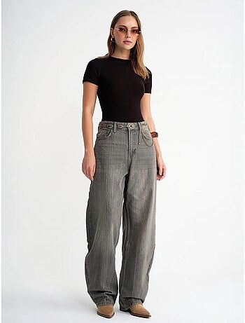 Slim-fit t-shirt van katoen met ronde hals mixray