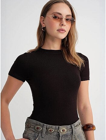 Slim-fit t-shirt van katoen met ronde hals mixray