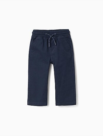 Slim fit twill broek met trekkoord