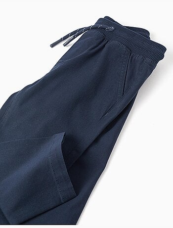 Slim fit twill broek met trekkoord