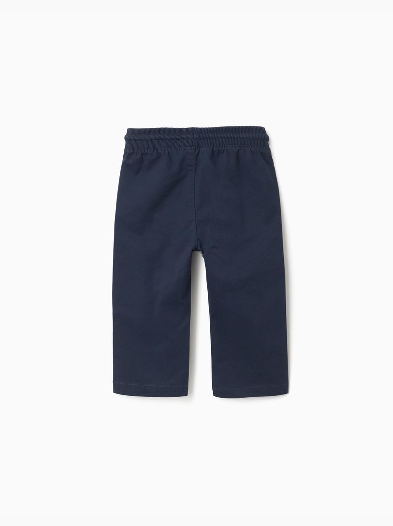 Slim fit twill broek met trekkoord Donkerblauw - Kiabi