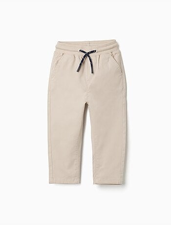 Slim fit twill broek met trekkoord